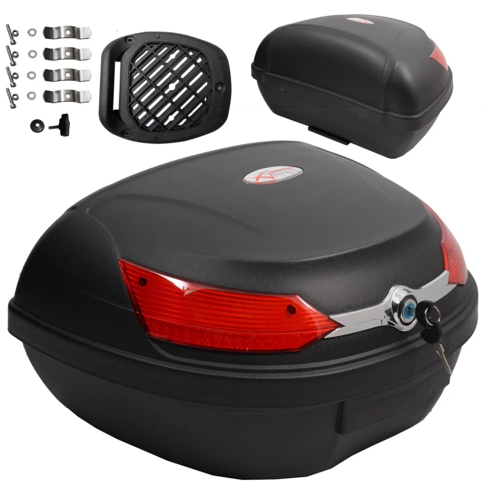 08018 Fekete Univerzális Motoros Top Case Scooter Doboz XXL 46 L 2 Sisakhoz