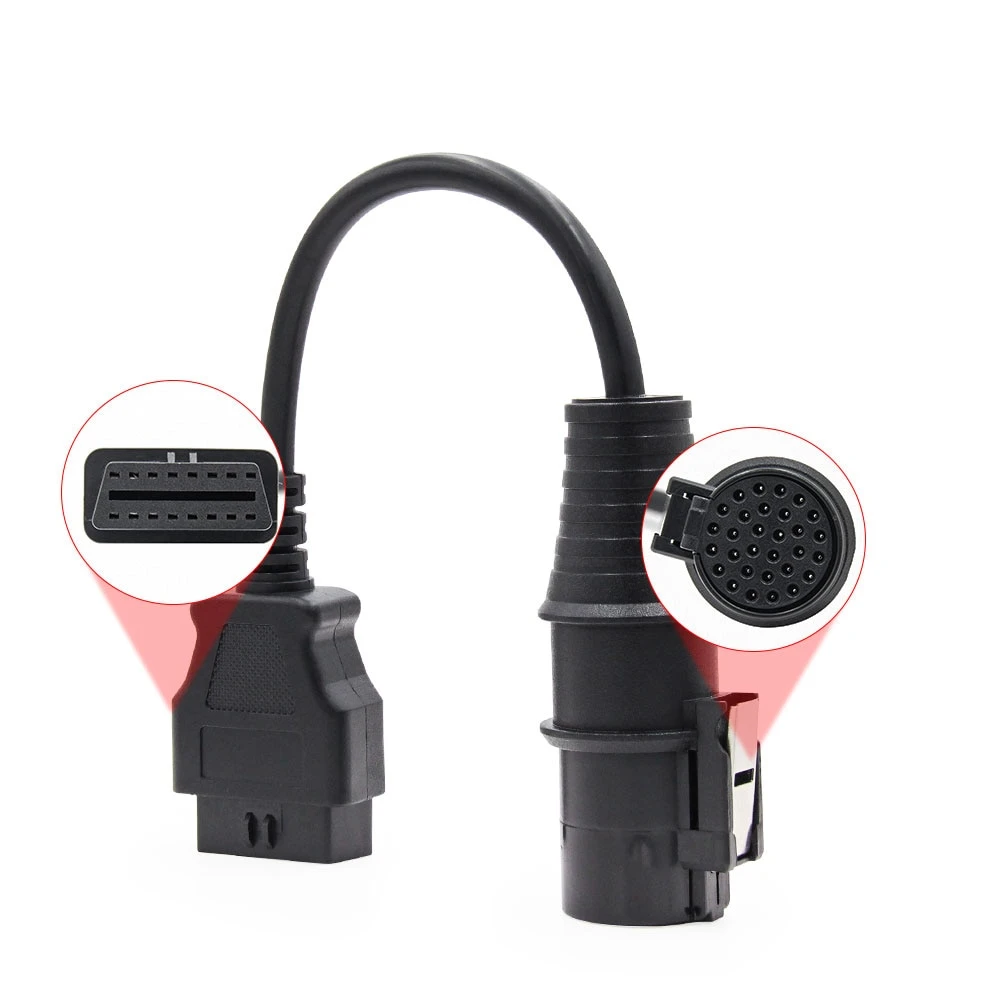 Adaptador cable diagnóstico Iveco 30 Pin a OBD2 16 Pin en plástico ABS negro