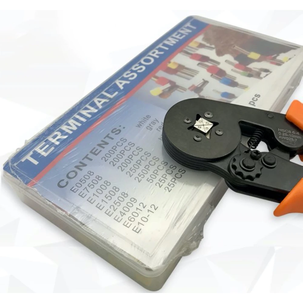 Krimpelőfogó sarukkal 0.25-10 mm² - 1200 db-os készlet