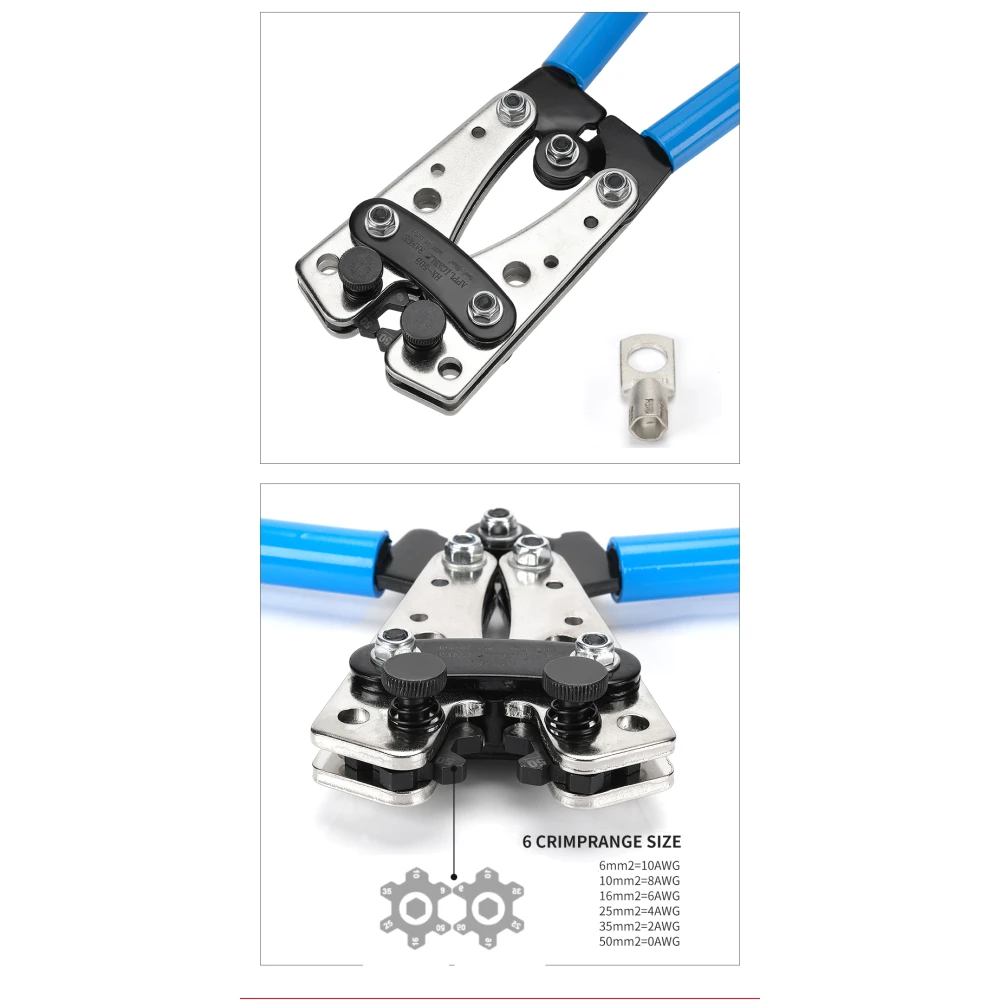 Krimpelő fogó 6-50mm² csúszásmentes markolattal