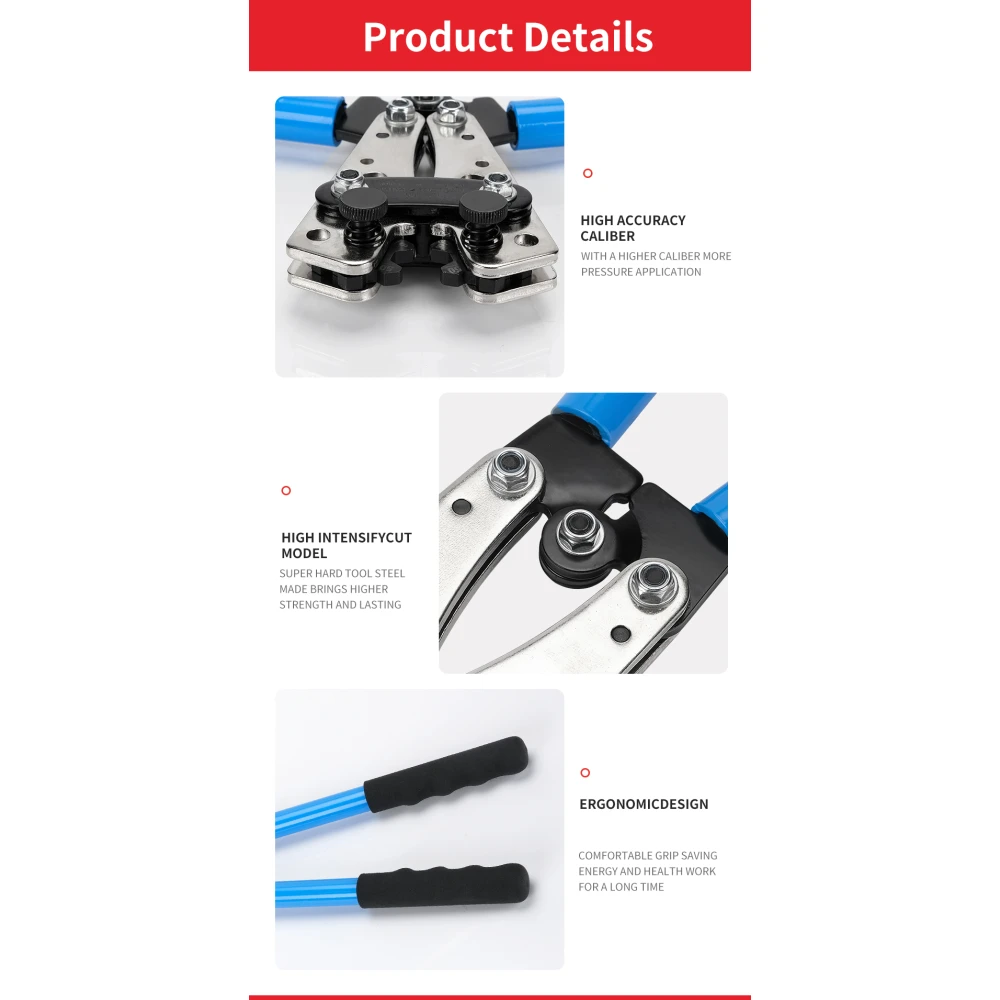 Krimpelő fogó 6-50mm² csúszásmentes markolattal