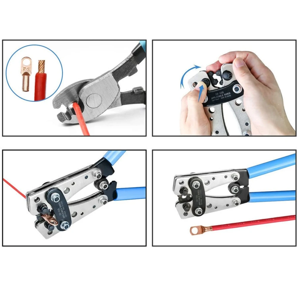 Krimpelő fogó 6-50mm² csúszásmentes markolattal