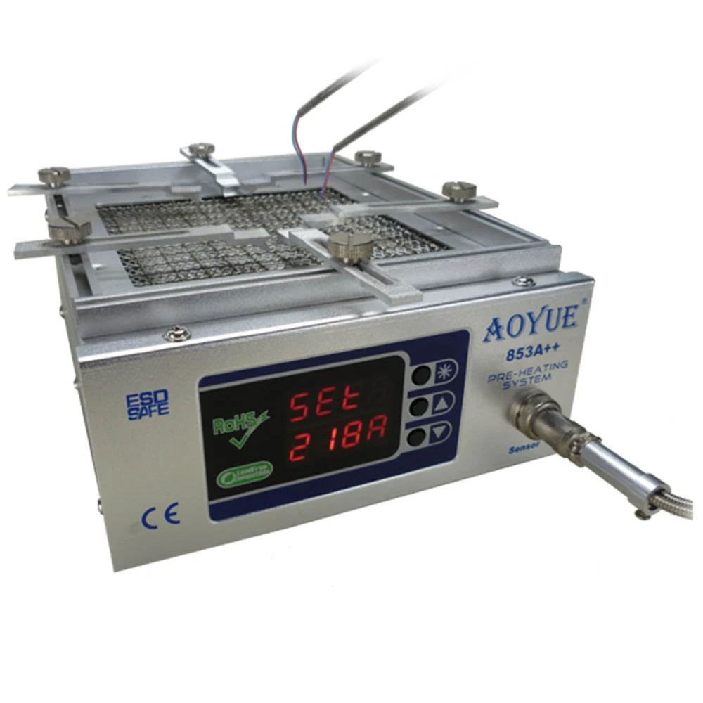 Aoyue 853a++ előmelegítő állomás digitális vezérléssel és kihúzható tartóval