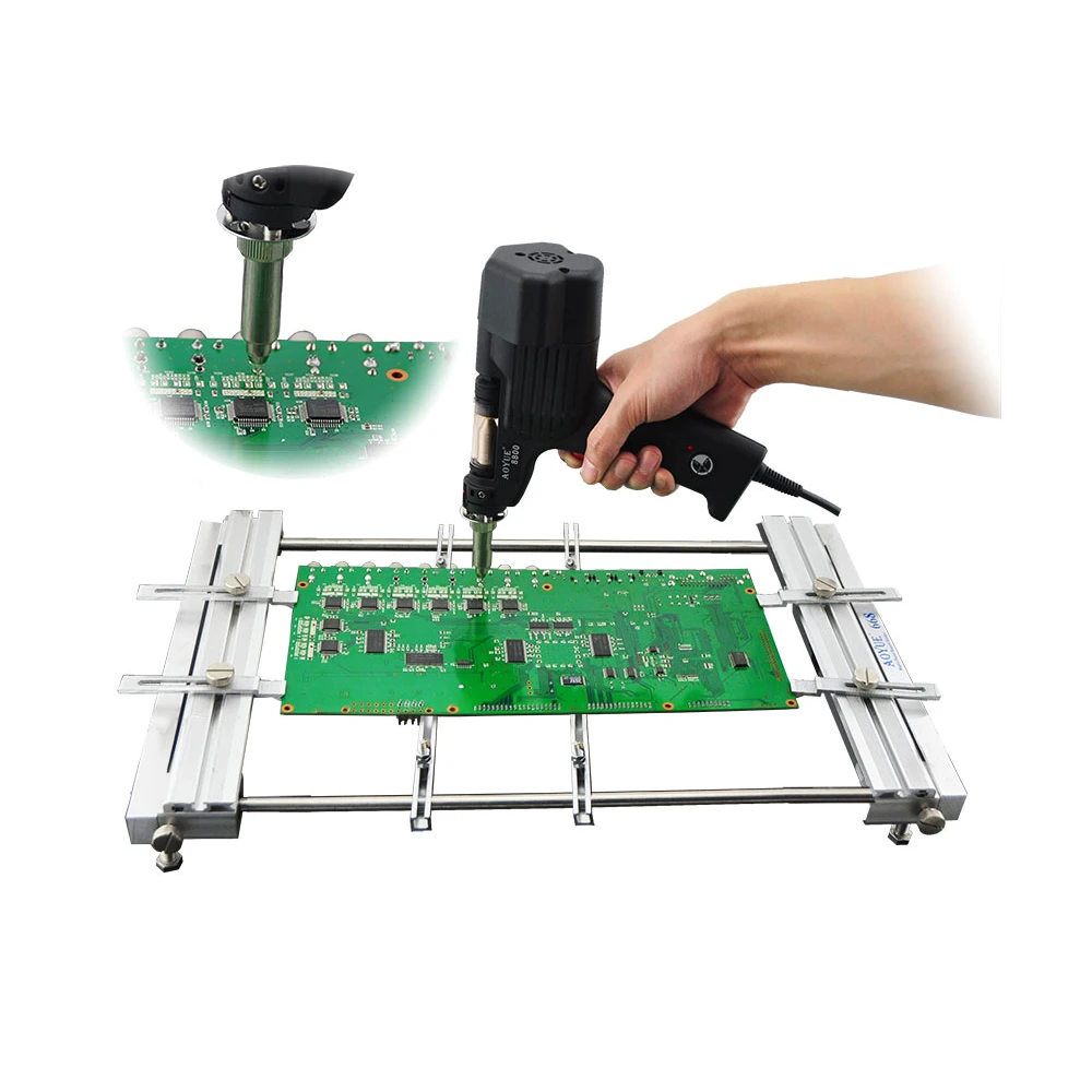 Detalle de la pistola desoldadora Aoyue 8800 mostrando boquillas