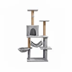 125 cm-es macskabútor függőággyal, kuckóval és szizál oszlopokkal