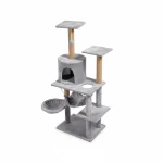 125 cm-es macskabútor függőággyal, kuckóval és szizál oszlopokkal