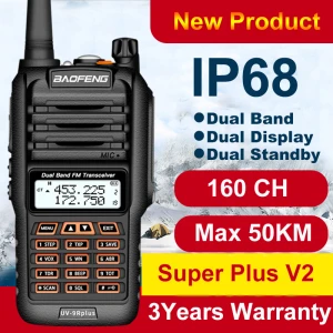 Baofeng UV9R Plus nagy hatótávú walkie-talkie, 160 csatorna VHF/UHF