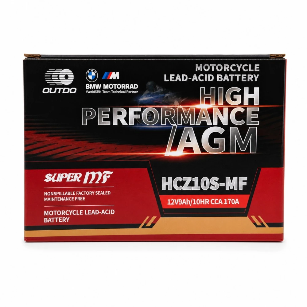 Motor AGM akkumulátor 12V 9Ah OUTDO HCZ10S-MF - Kompatibilis Yuasa YTZ10S(-BS) / GTZ10S / ETZ10S