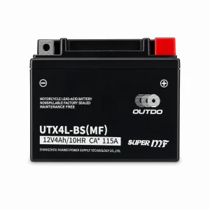 Motor Akkumulátor AGM 12V 4Ah OUTDO UTX4L-BS(MF) - Kompatibilis Yuasa YTX4L-BS / GTX4L-BS / ETX4L-BS