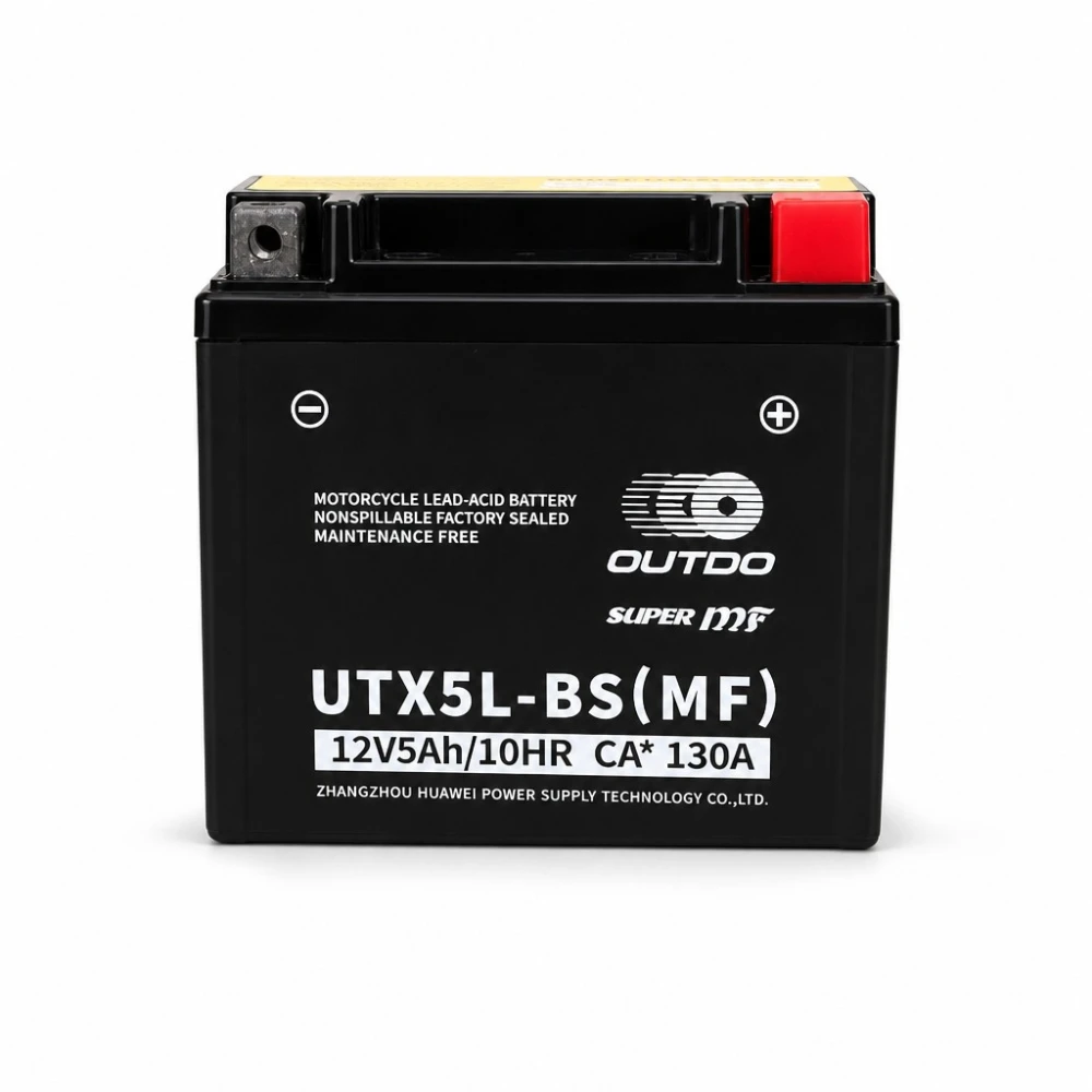 Motor AGM Akkumulátor 12V 5Ah OUTDO UTX5L-BS(MF) - Kompatibilis Yuasa YTX5L-BS / GTX5L-BS / ETX5L-BS