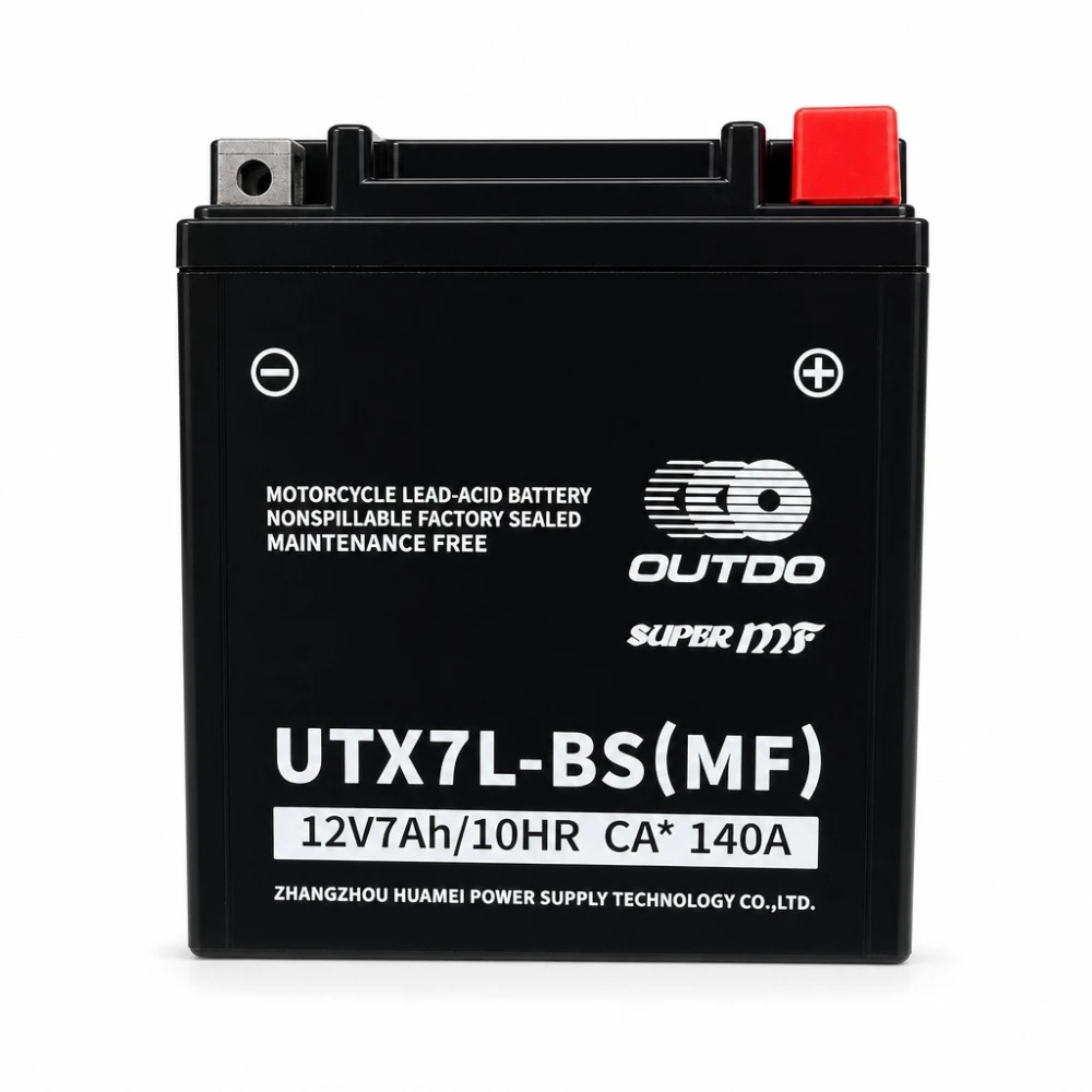 Motorkerékpár akkumulátor AGM 12V 7Ah OUTDO UTX7L-BS(MF) - Kompatibilis: Yuasa YTX7L-BS / GTX7L-BS / ETX7L-BS