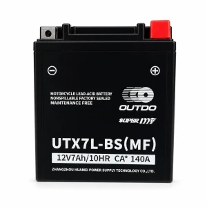 Motorkerékpár akkumulátor AGM 12V 7Ah OUTDO UTX7L-BS(MF) - Kompatibilis: Yuasa YTX7L-BS / GTX7L-BS / ETX7L-BS