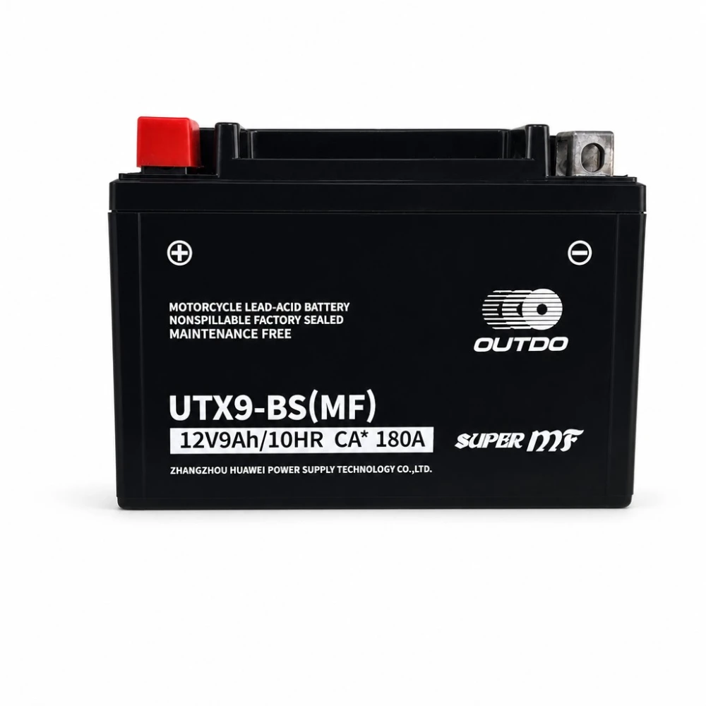 Motor AGM Akkumulátor 12V 9Ah OUTDO UTX9-BS(MF) - Kompatibilis Yuasa YTX9-BS / GTX9-BS / ETX9-BS