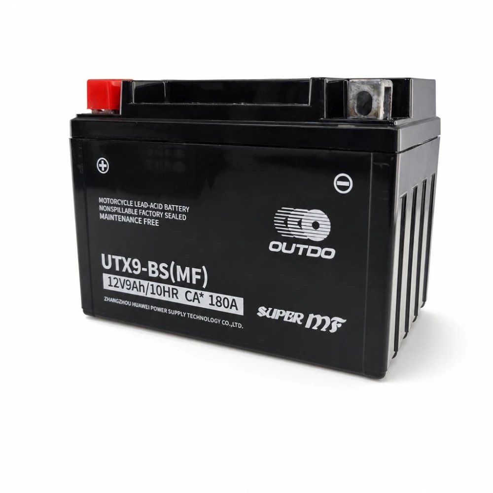 Motor AGM Akkumulátor 12V 9Ah OUTDO UTX9-BS(MF) - Kompatibilis Yuasa YTX9-BS / GTX9-BS / ETX9-BS