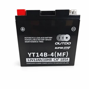 Motorkerékpár Akkumulátor AGM 12V 12Ah OUTDO YT14B-4(MF) - Kompatibilis Yuasa YT14B-BS / GT14B-BS / GT14B-4 / ETZ14B-BS / ET14B-4