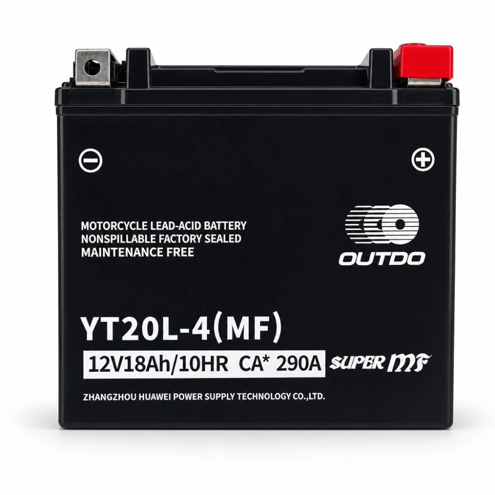 Motorkerékpár akkumulátor AGM 12V 18Ah OUTDO YT20L-4(MF) - Kompatibilis Yuasa YTX20L-BS / GTX20L-BS / ETX20L-BS / Y50-N18L-A