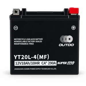 Motorkerékpár akkumulátor AGM 12V 18Ah OUTDO YT20L-4(MF) - Kompatibilis Yuasa YTX20L-BS / GTX20L-BS / ETX20L-BS / Y50-N18L-A