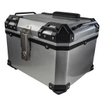 Univerzális motoros topcase 45L ezüst - szögletes sisaktartó doboz 1 sisakhoz