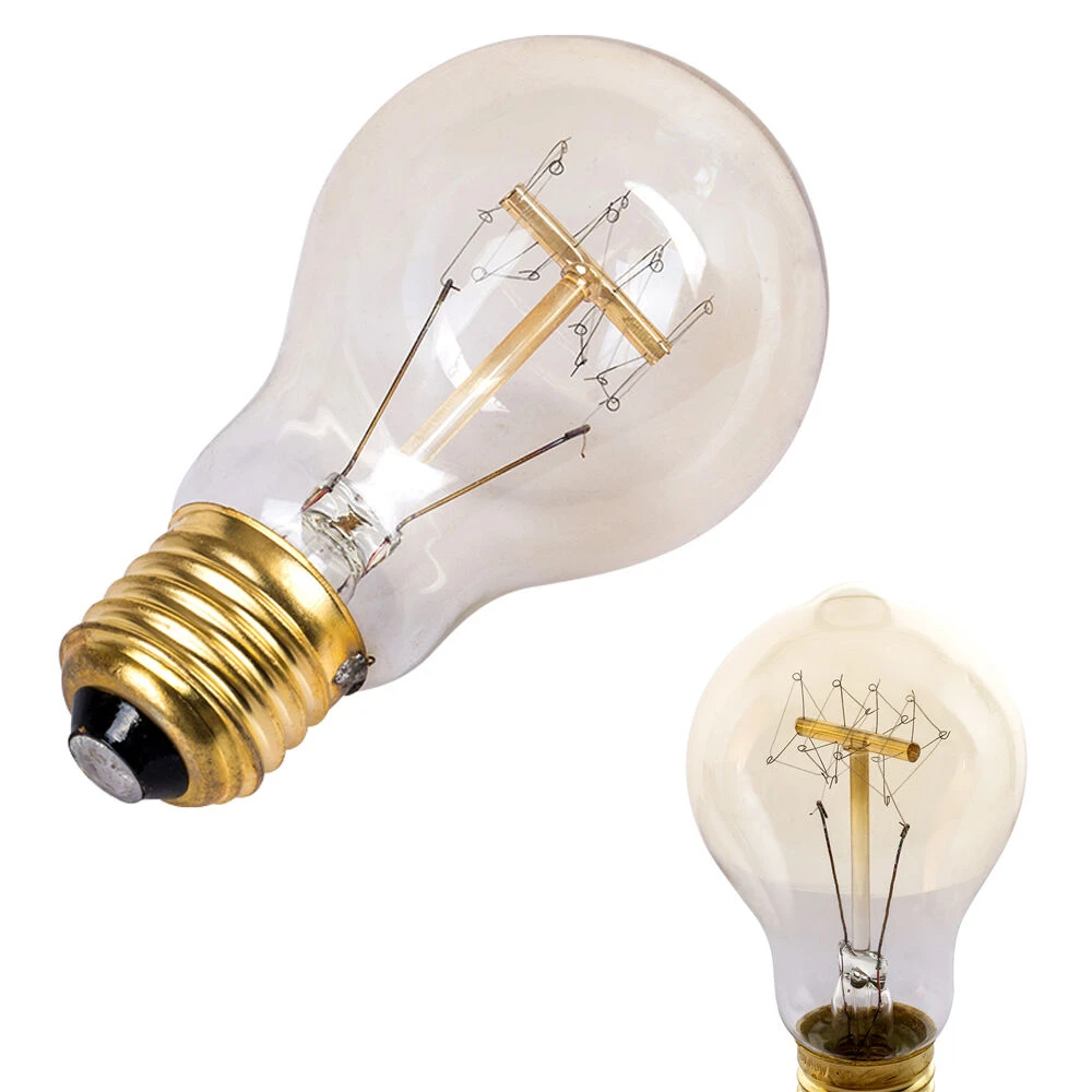 Detalle de bombilla espiral vintage para decoración industrial E27 40W