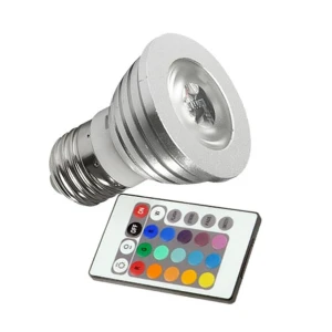 RGB LED E27 3W izzó távirányítóval, sokoldalú világításhoz