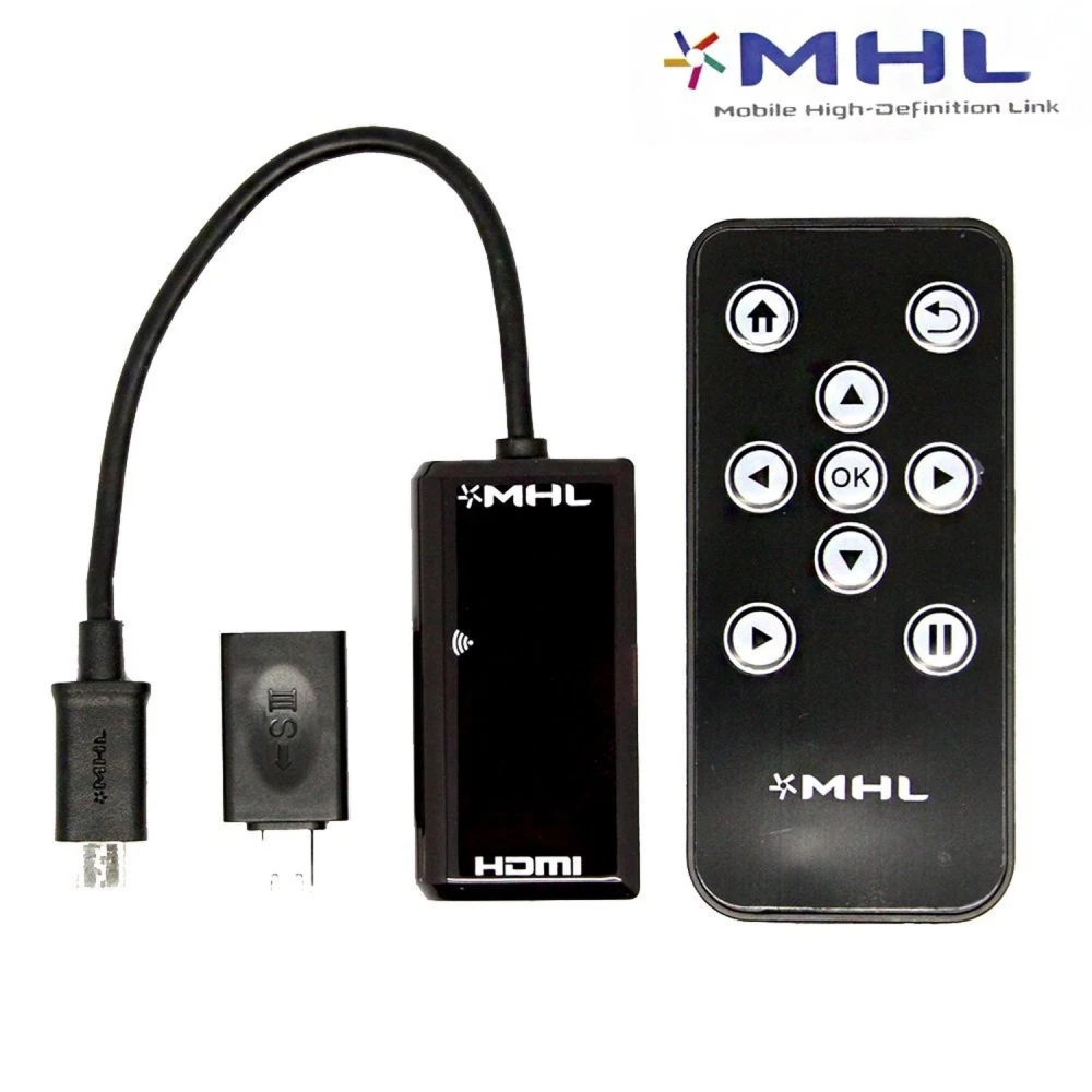 MHL–HDMI adapter kábel távirányítóval Galaxy S2, S3, S4, S5, Note 2, HTC One