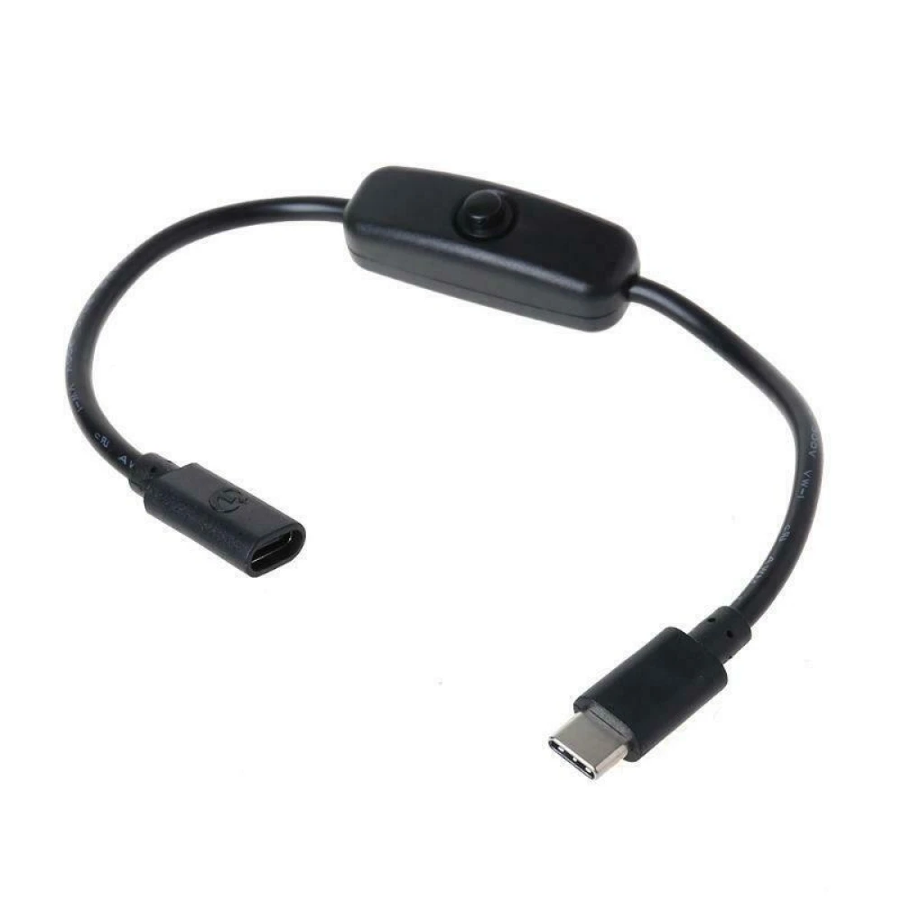 Cable USB-C negro con interruptor para carga controlada