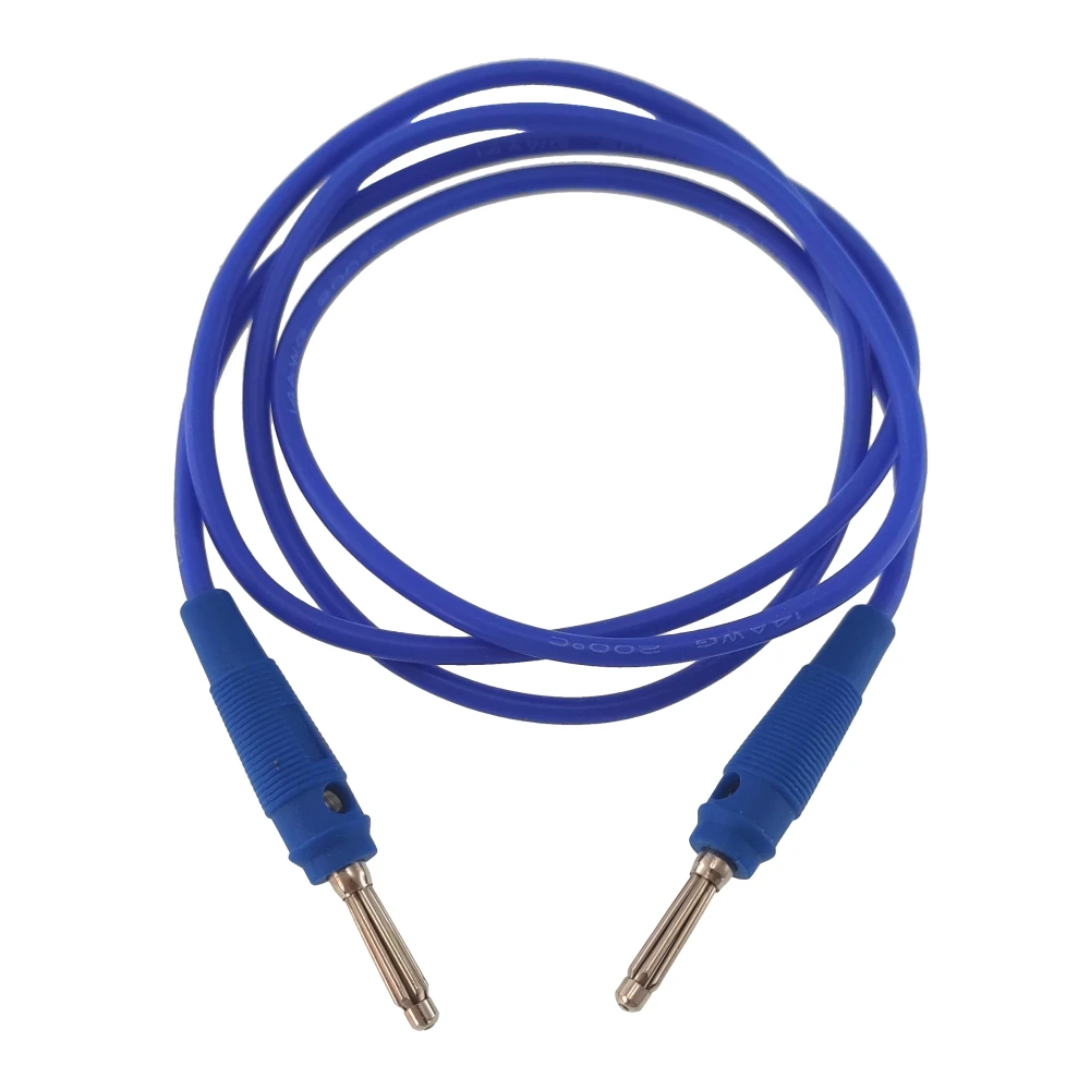 Cable de prueba flexible azul 14AWG con conectores banana macho a macho