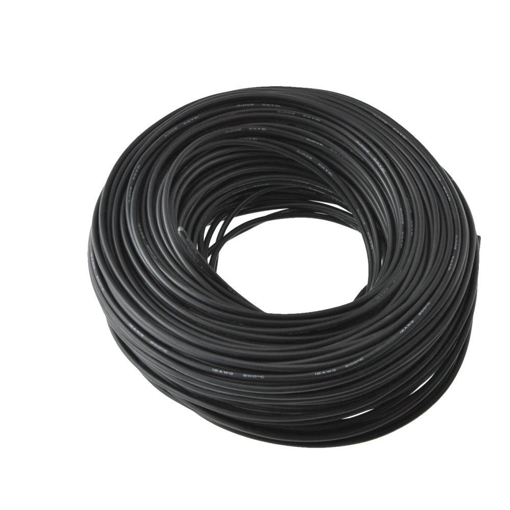 Cable flexible silicona 12AWG negro para baterías y hobbies