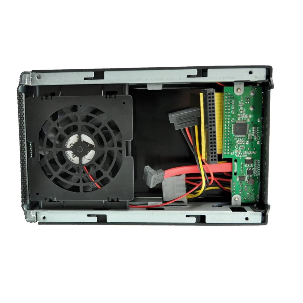 Vista lateral de caja externa USB 2.0 para disco duro 3.5 satkit