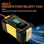 Cargador inteligente de batería 12V 6A con cables y conectores para motos y coches