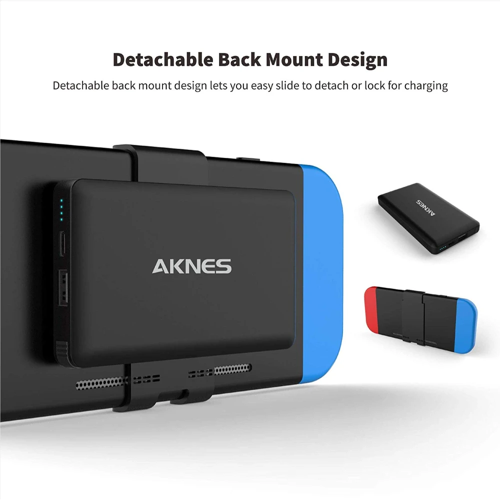 Vista lateral del cargador portátil Power Bank para Nintendo Switch