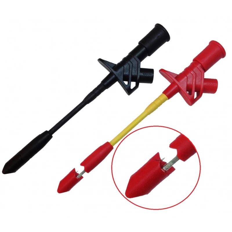 Szigetelt autós mérőcsipesz kábelvizsgálathoz banándugós csatlakozással