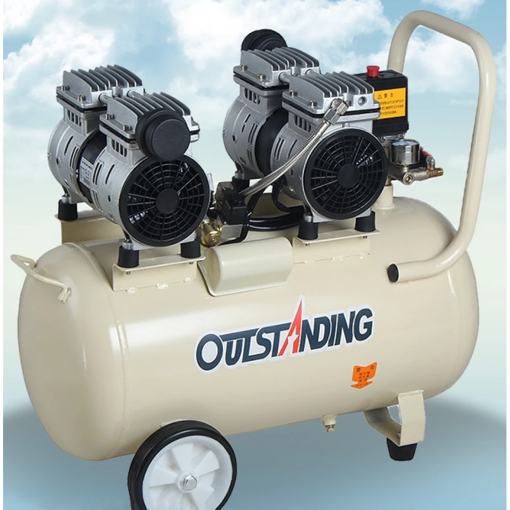 Compresor aire silencioso sin aceite 50L OTS550W x 2-50L con herramientas neumáticas