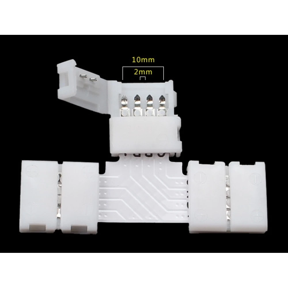 LED T alakú csatlakozó 4 pin 10mm 5050 RGB LED szalagokhoz YourLed