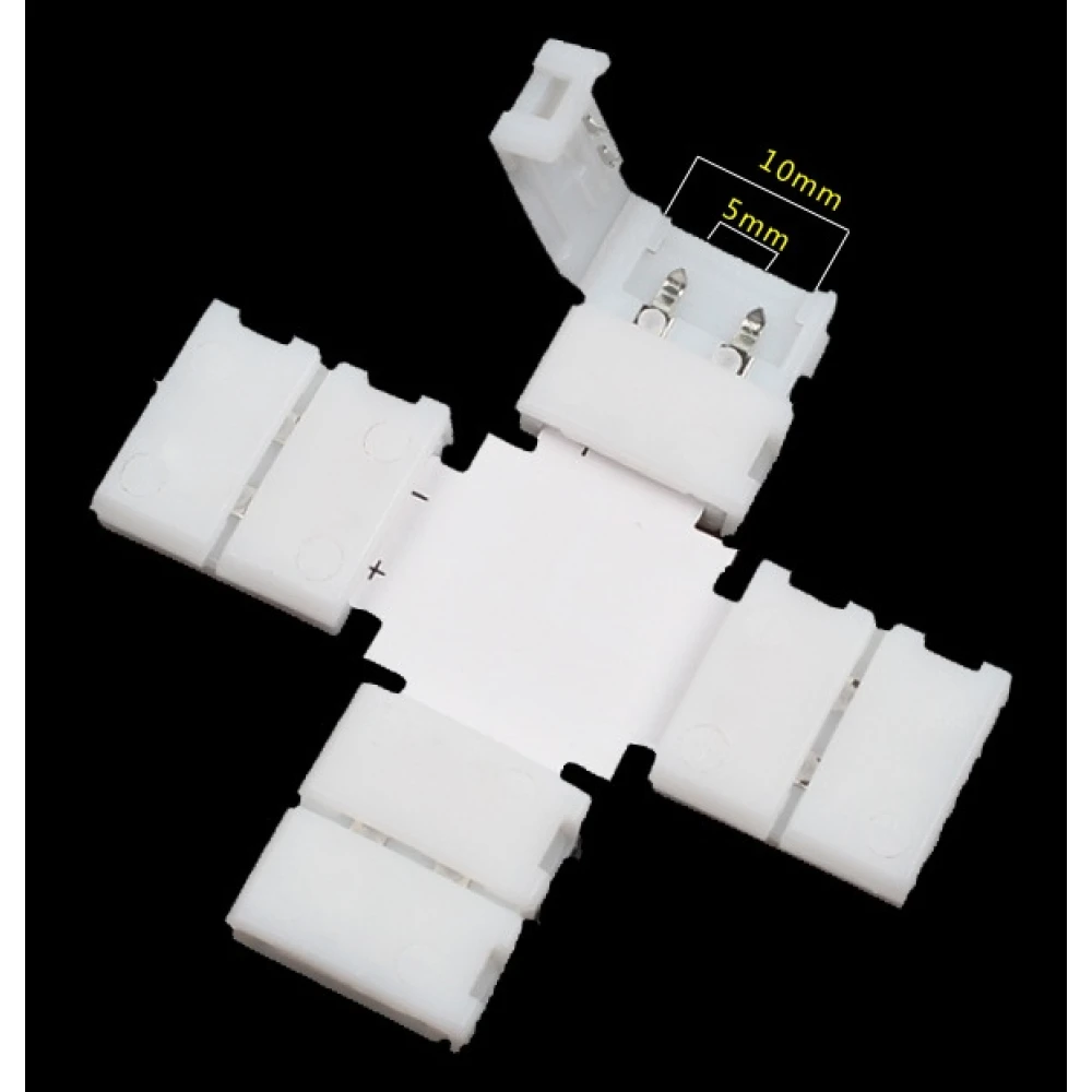 X alakú LED klipszes csatlakozók 10mm 2 pin 5050 RGB LED szalaghoz