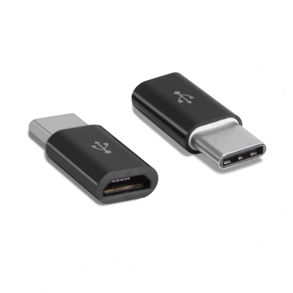 Fekete micro USB 2.0 anya–USB-C apa USB 3.1 Type-C átalakító