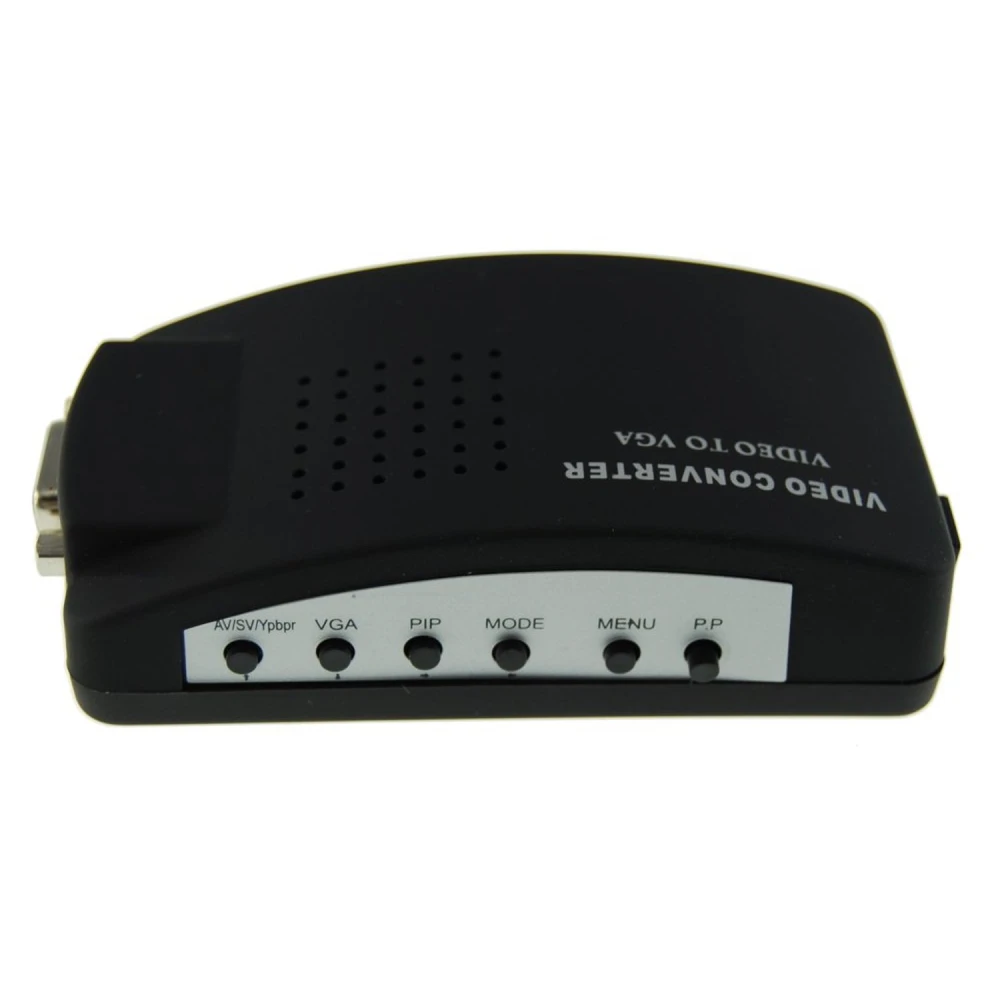 Convertidor señal Video/S-Video a VGA con controles de ajuste de imagen