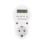 Vista frontal del enchufe temporizador digital para control de dispositivos eléctricos
