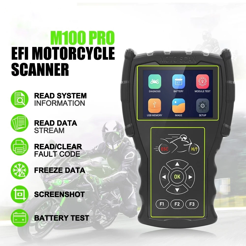 JDiag M100 Pro OBD motoros diagnosztikai szkenner KTM, Honda, Yamaha, Kawasaki, BMW javításhoz