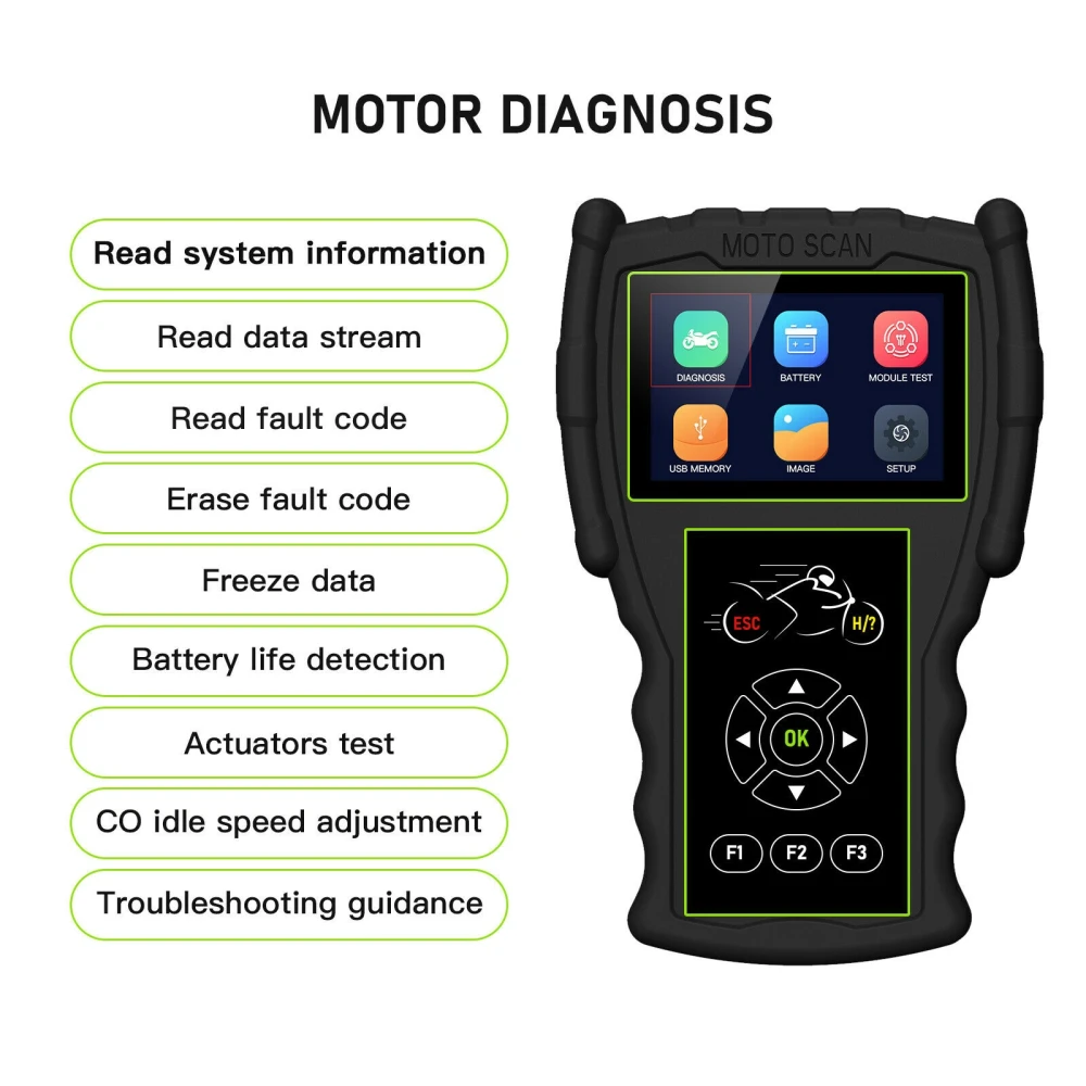 JDiag M100 Pro OBD motoros diagnosztikai szkenner KTM, Honda, Yamaha, Kawasaki, BMW javításhoz