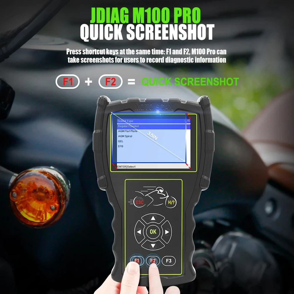 JDiag M100 Pro OBD motoros diagnosztikai szkenner KTM, Honda, Yamaha, Kawasaki, BMW javításhoz
