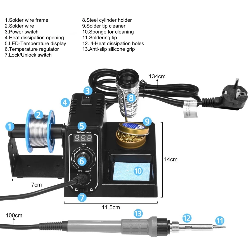 Mlink S1 digitális forrasztóállomás 60W LED kijelzővel és hőmérsékletzárral