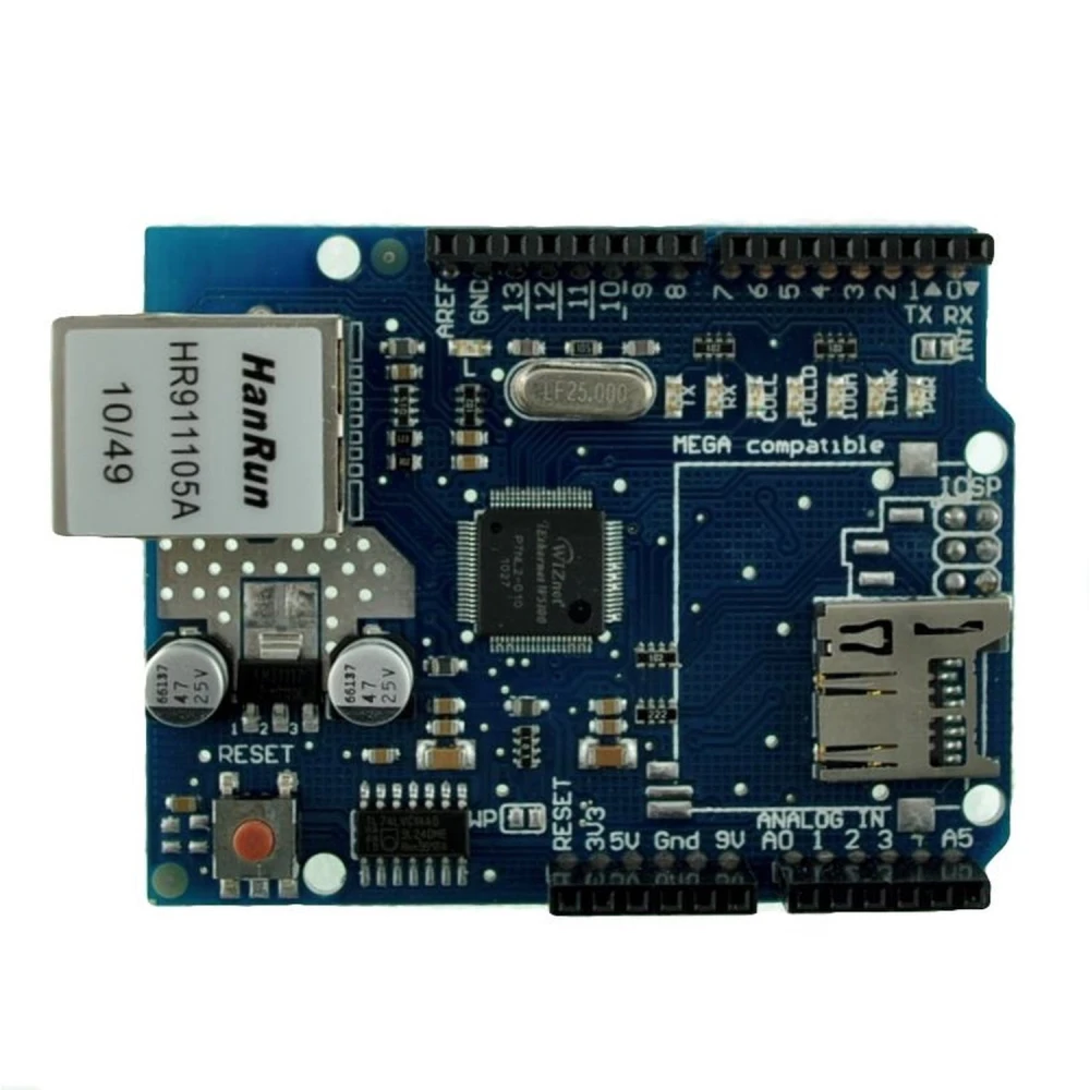 Ethernet Shield W5100 Arduino kompatibilis Arduino UNO és MEGA projektekhez