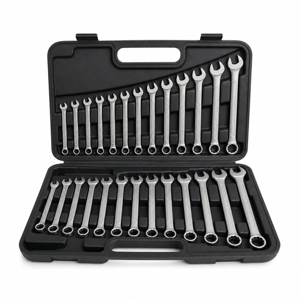 26 részes kombinált csillag-villáskulcs készlet 6-32mm Cr-V acél kofferrel