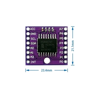 satkit PCF8574T I2C modul Arduinohoz - E/S portbővítő
