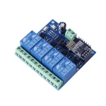 Detalle de LEDs indicadores y botones del módulo relé wifi ESP8266