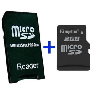 MS Pro Duo adapter + MicroSD 2GB kompatibilis Sony PSP-hez