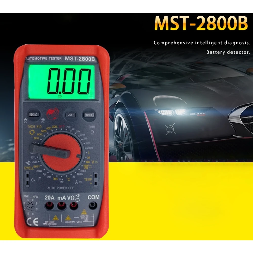 MST-2800B digitális multiméter nagy LCD kijelzővel autóelektronikához