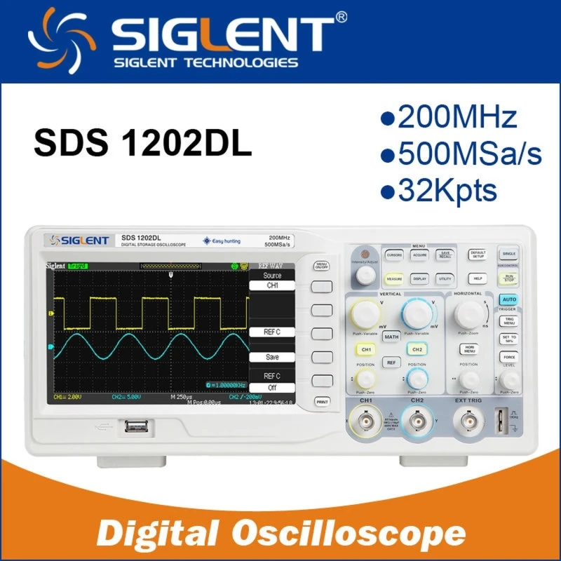 Siglent SDS1202DL digitális oszcilloszkóp 200MHz színes TFT kijelzővel