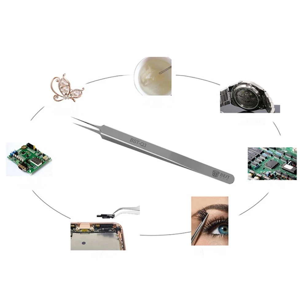 Best Q3 extra finom, egyenes elektronikai csipesz alkatrészek eltávolításához